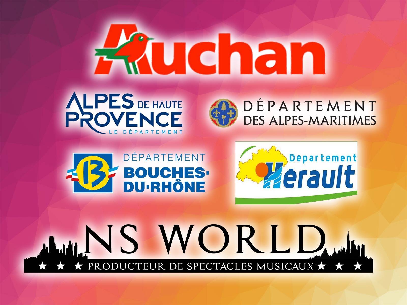 Des comédies musicales familiales pour les Auchan du sud-est de la France, Herault (34) Bouche du Rhone (13) Alpes de hautes Provence (04) Alpes maritimes (06)